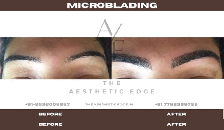 Eyebrow microblading before and after