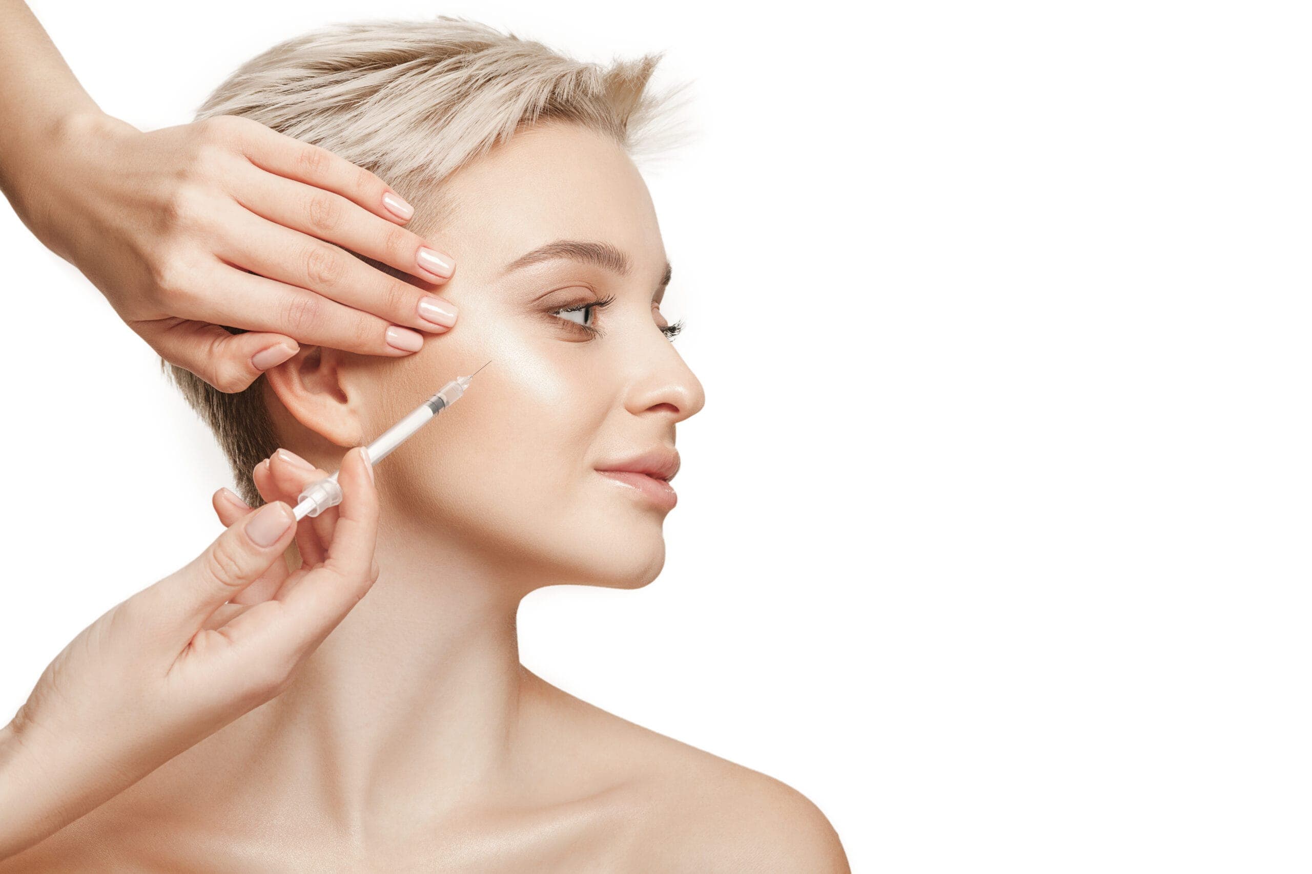 Close-up of skin texture and pore size being assessed before a Skin Botox session